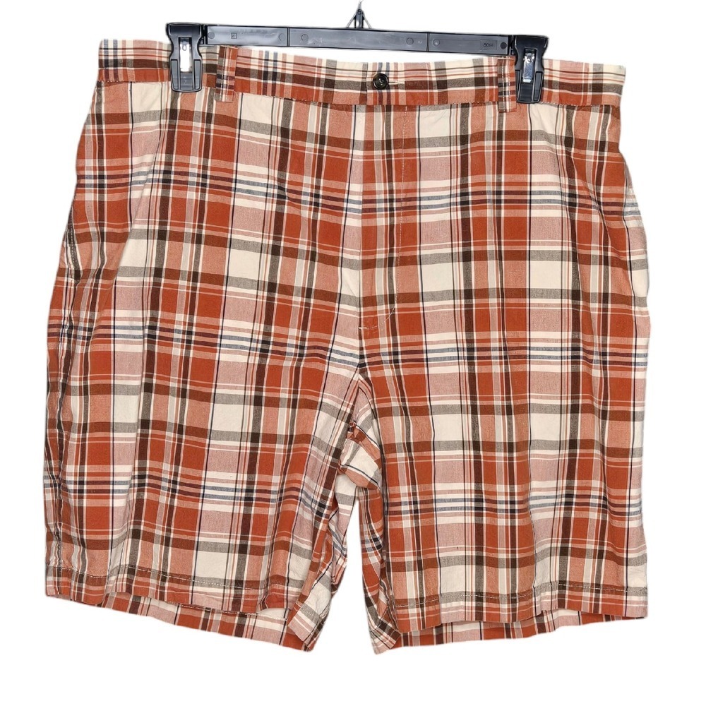 Turnbury Plaid Shorts Cotton Casual Comfort Orange  Mens Size 40